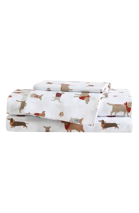 Buddy & Friends Dog Print Microfiber Sheet Set