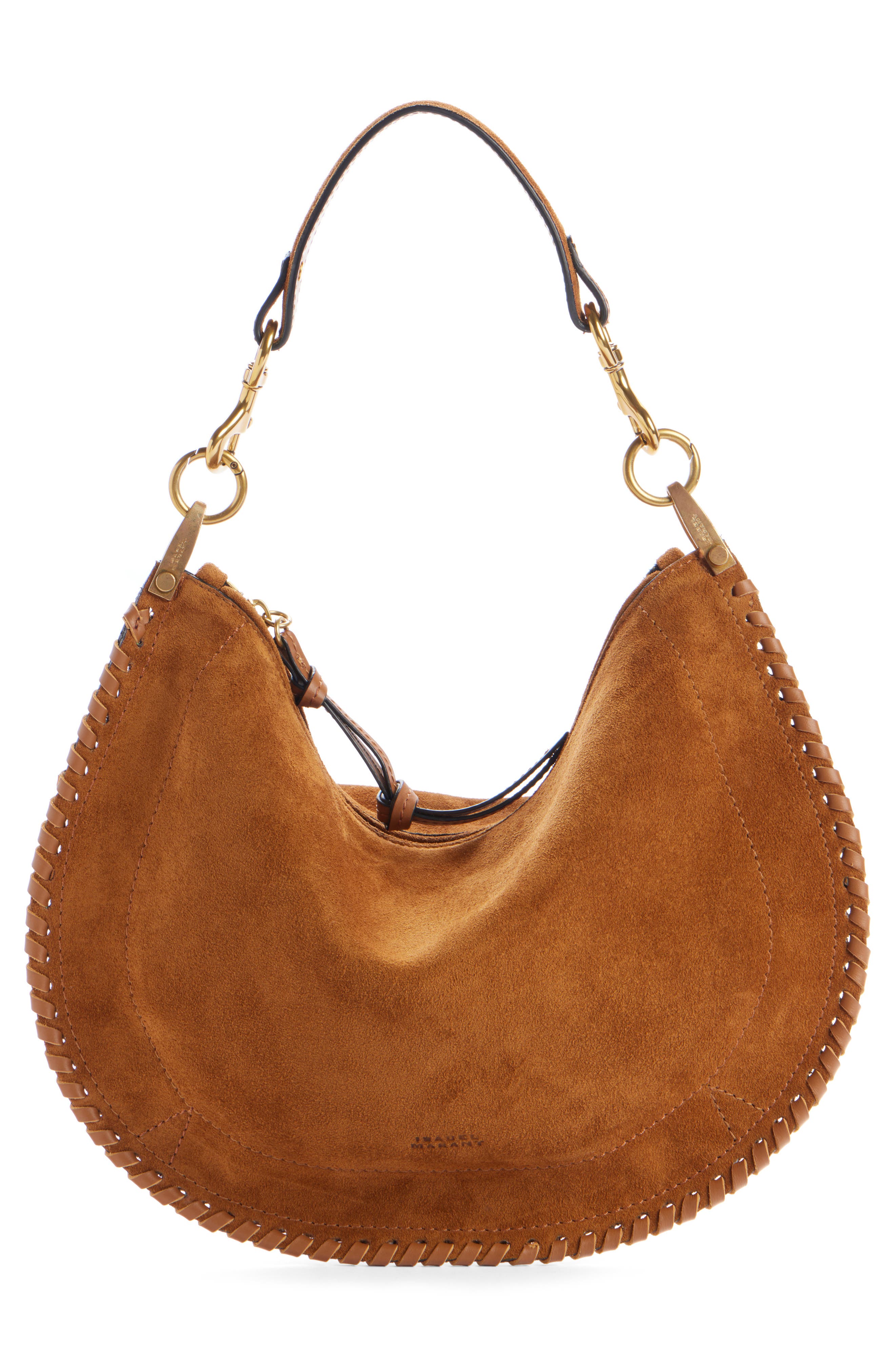 Isabel Marant Oskan Soft Zipped Shoulder Bag, Alternate, color, Cognac