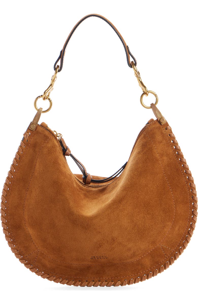 Isabel Marant Oskan Soft Zipped Shoulder Bag, Alternate, color, Cognac