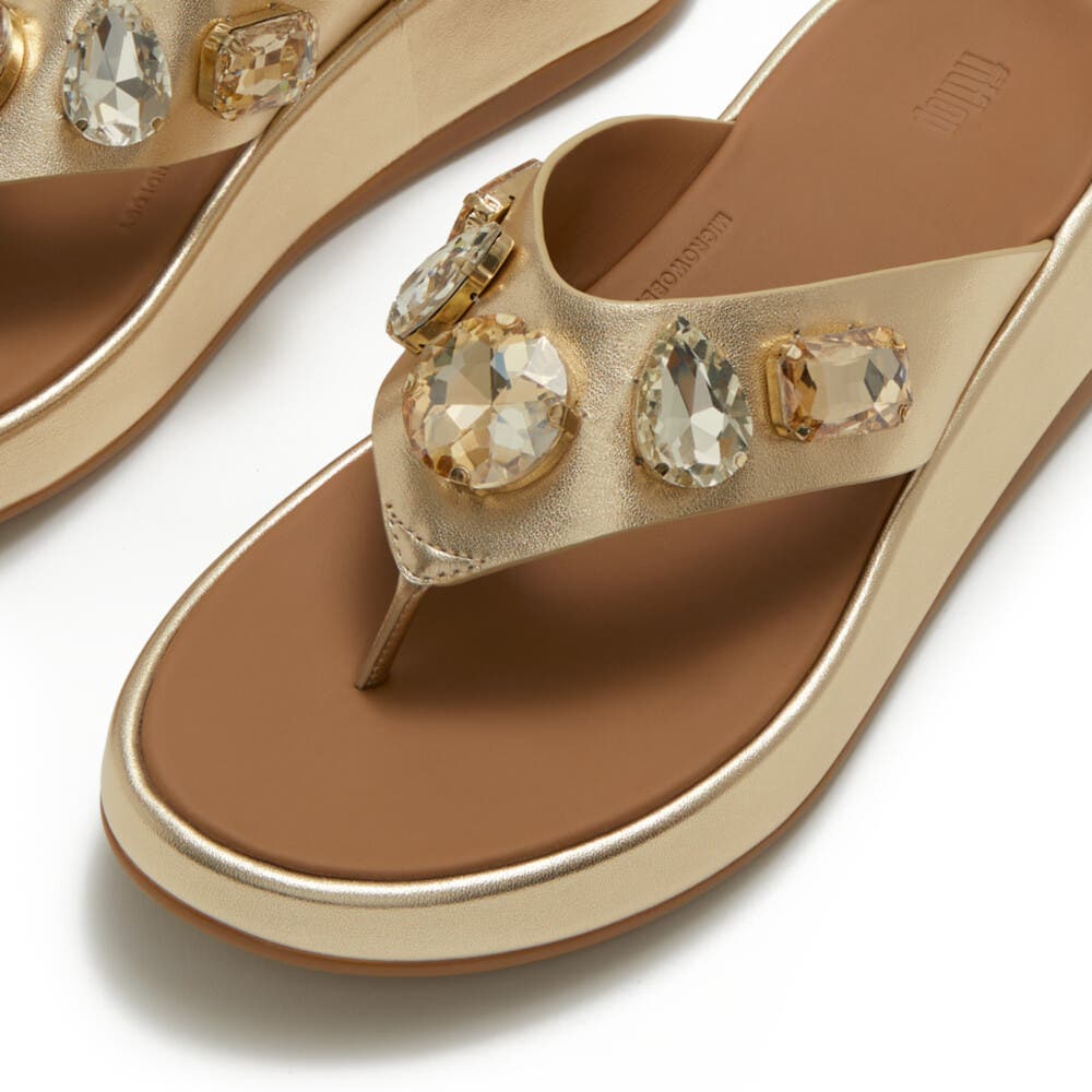 FitFlop F-Mode Ultra-Jewel TP Sandal, Alternate, color, Platino