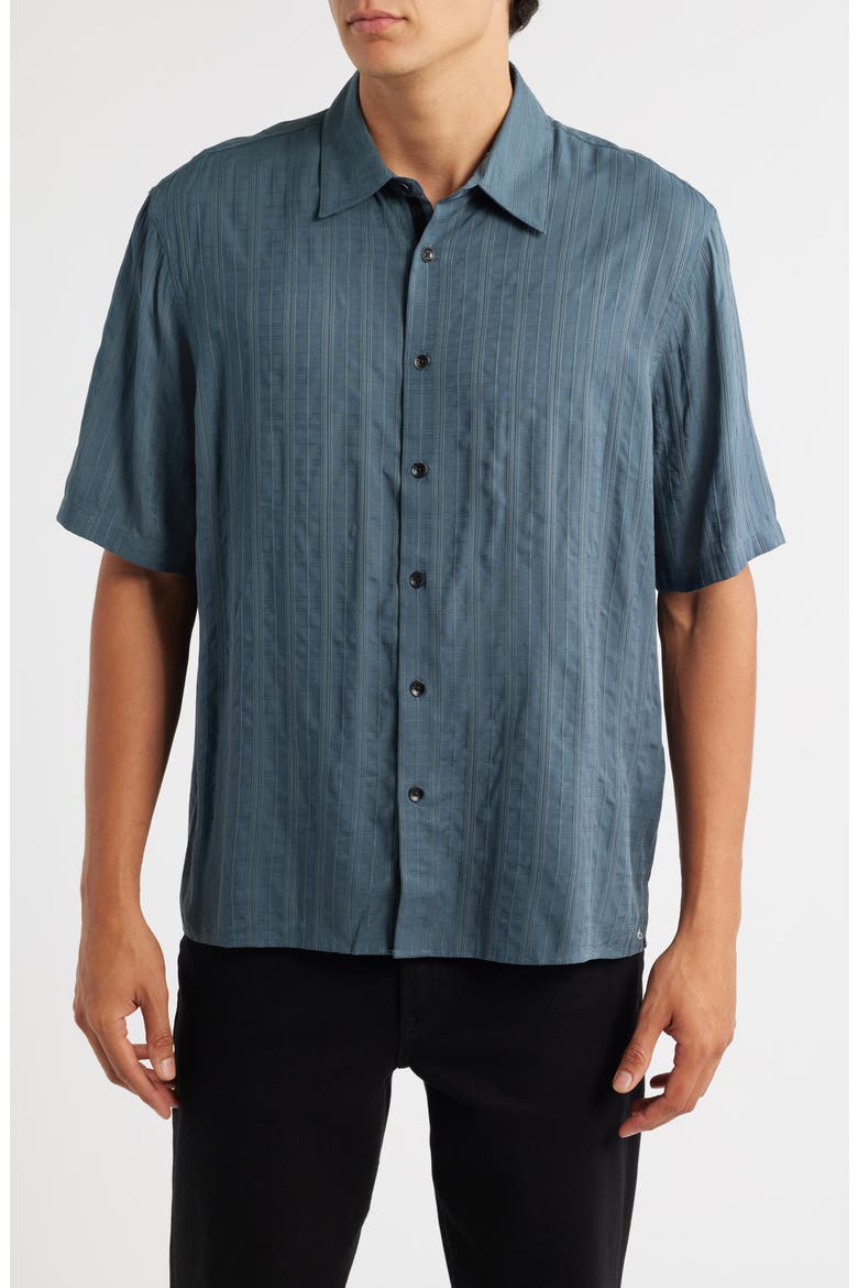 Dalton Plaid Short Sleeve Button-Up Shirt, Main, color, SLATE