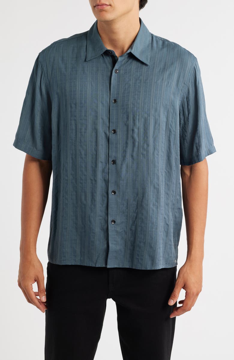rag & bone Dalton Plaid Short Sleeve Button-Up Shirt, Main, color, Slate