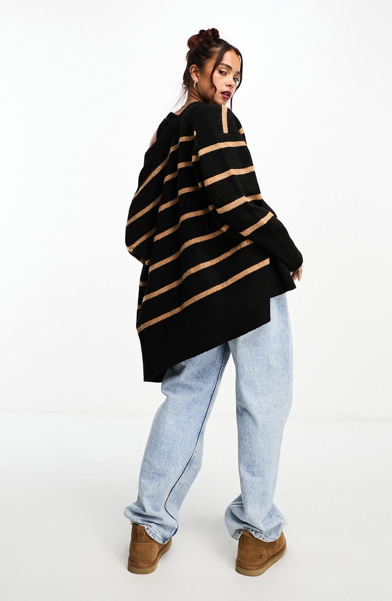 ASOS DESIGN Stripe Button Front Cardigan, Alternate, color,