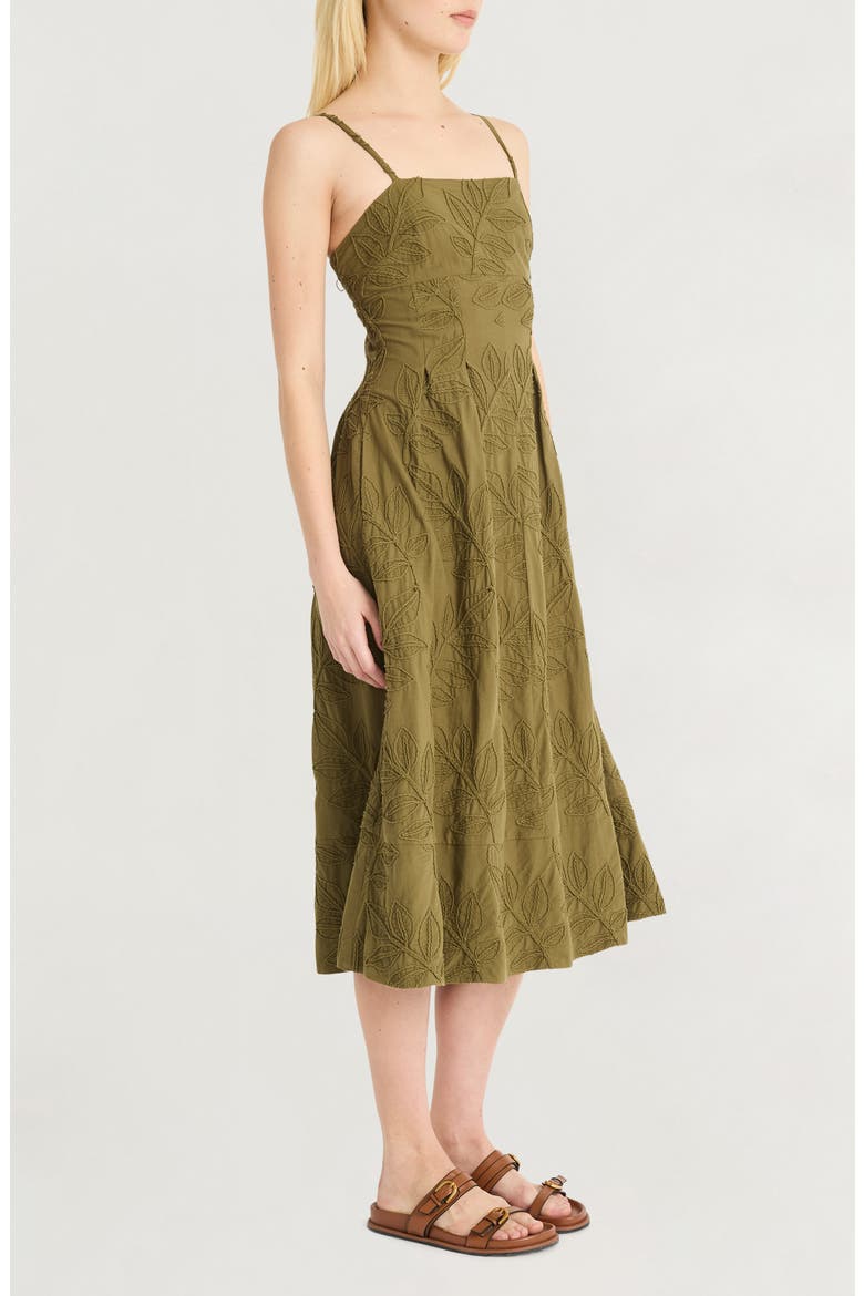 Embroidered Cotton A-Line Sundress, Alternate, color, CAPULET OLIVE