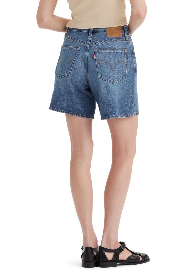 Baggy High Waist Mid Thigh Denim Shorts, Alternate, color, WORN MEMORY SHORT