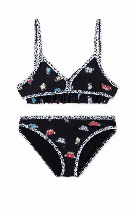 Butterfly Printed Ruffle Bikini