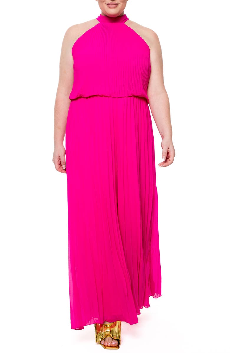 MEGHAN LA Wild Orchid Pleated Jumpsuit, Main, color,