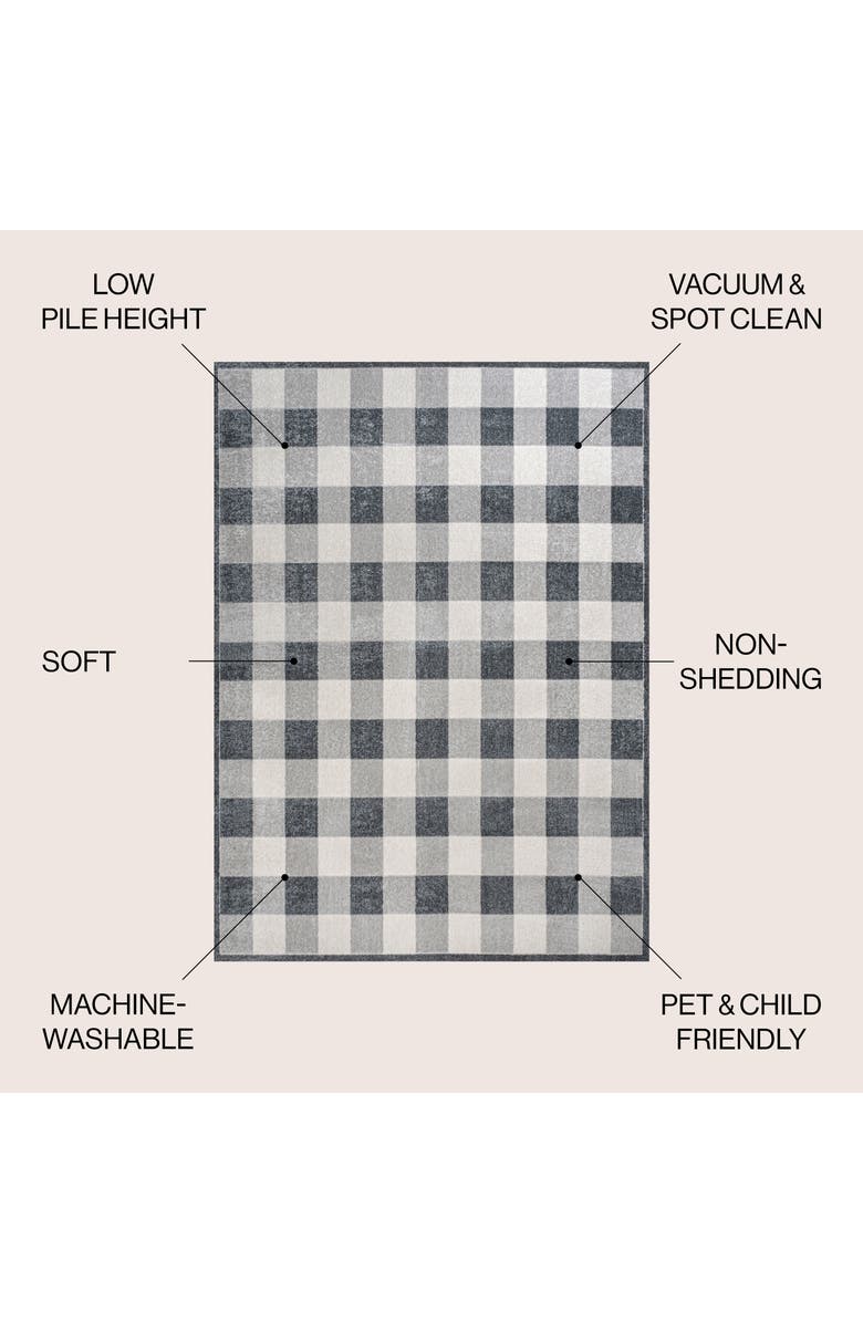 JONATHAN Y Gingham Gradient Plaid Cottage Machine-Washable Area Rug, Alternate, color, Light Gray/Dark Gray/Cream