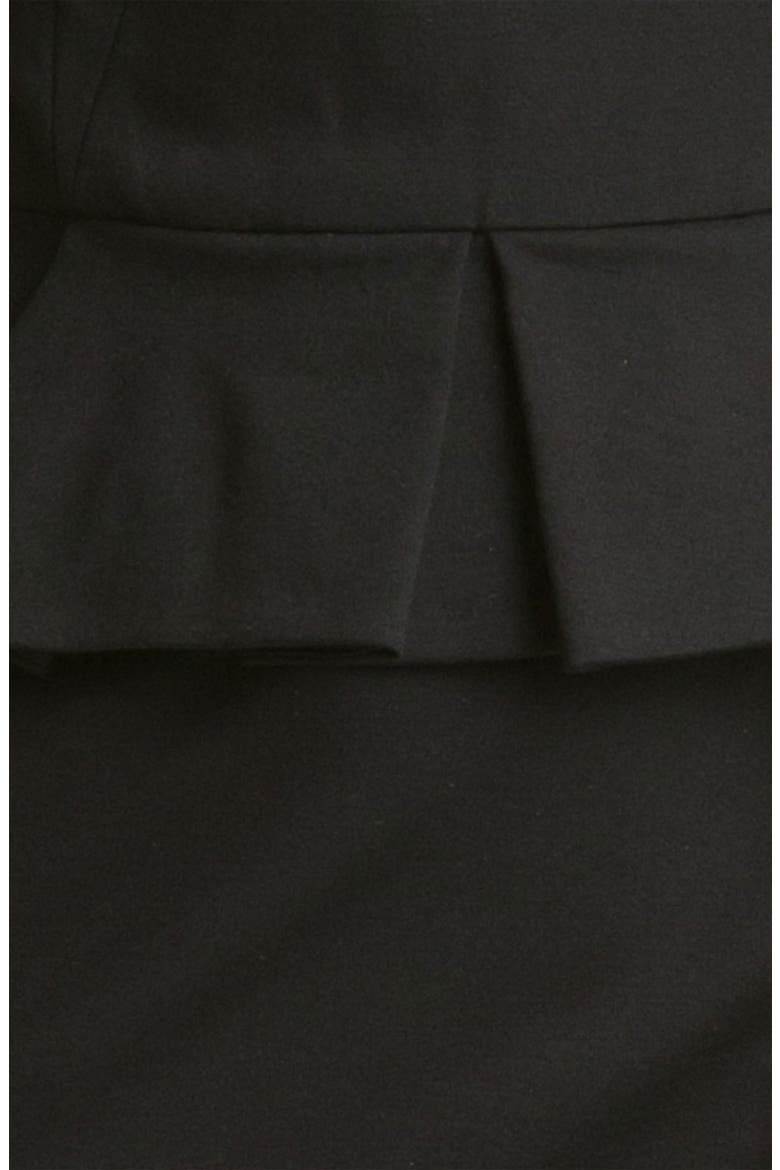 'Dylan' Leather Yoke Peplum Sheath Dress, Alternate, color, BLACK
