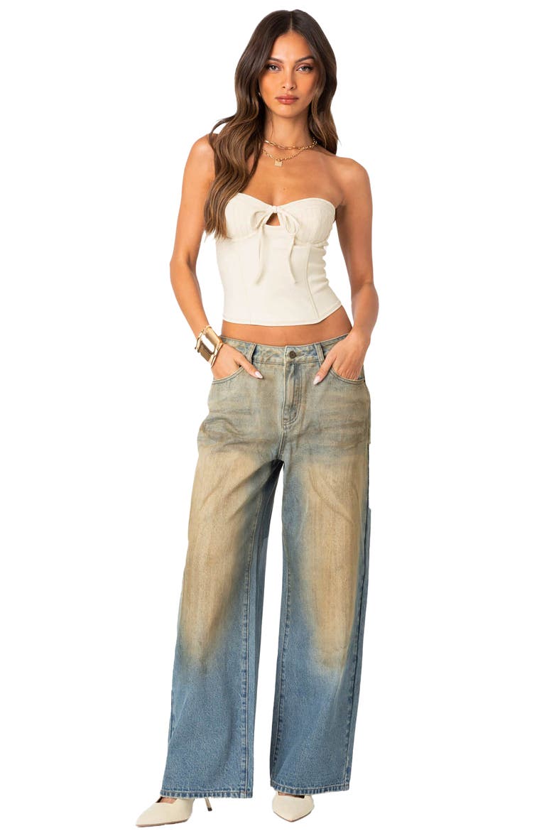 June Tie Front Corset Top, Alternate, color, CREAM