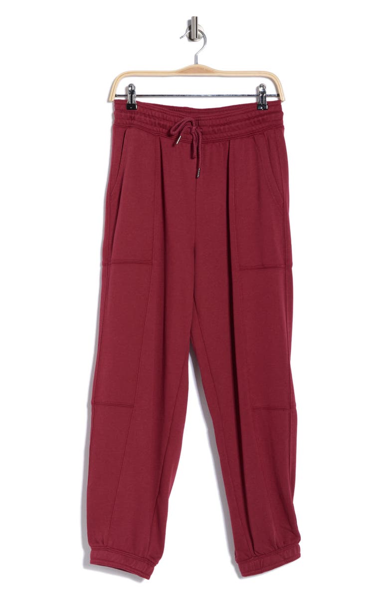 YOGALICIOUS Washed Loop Terry Oversize Barrel Pants, Alternate, color, Tibetan Red