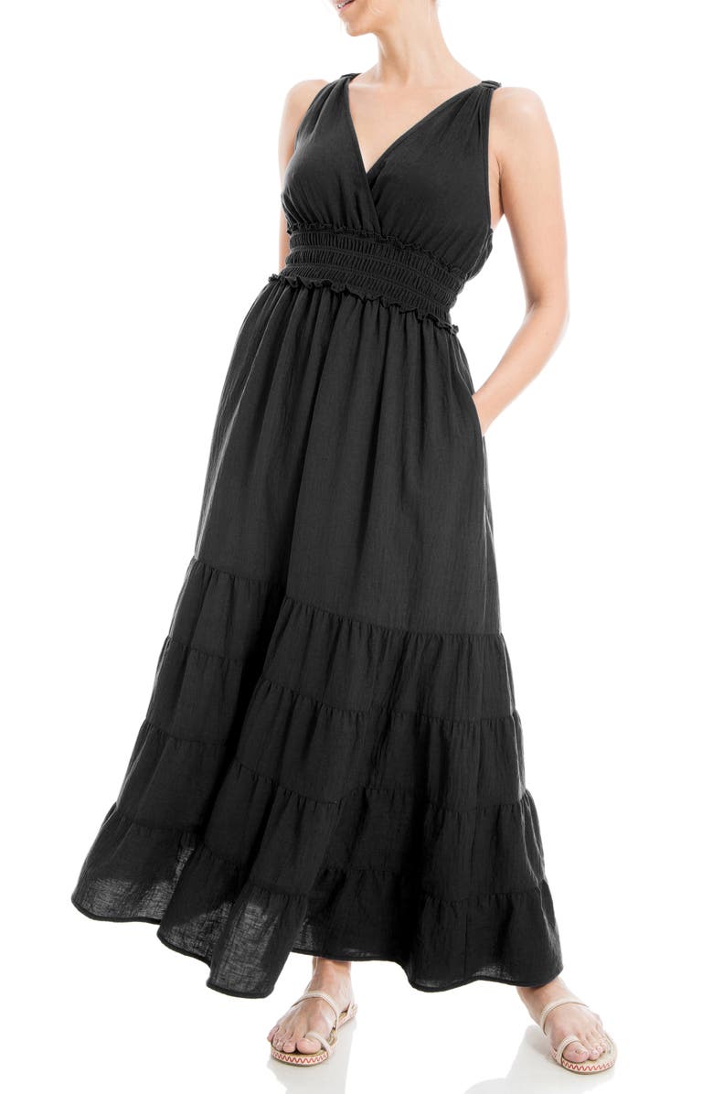 MAX STUDIO Crossback Tiered Maxi Dress, Alternate, color,
