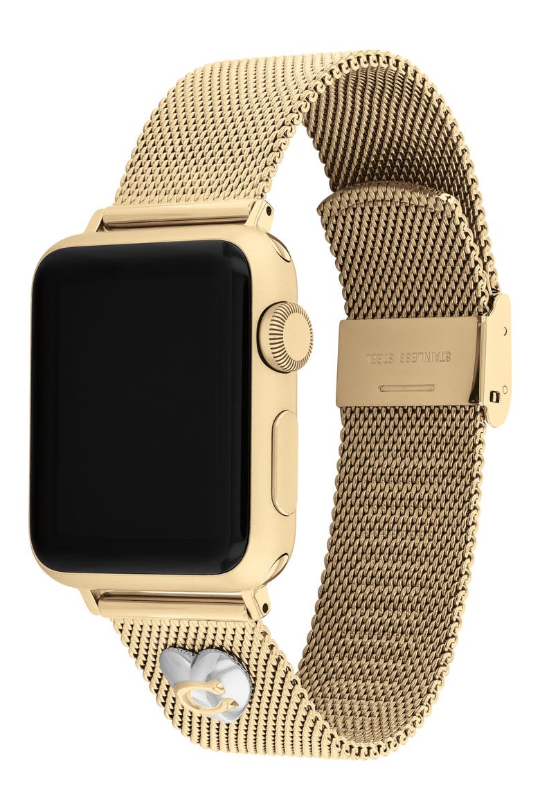 Mesh Bracelet Band for Apple Watch®, Alternate, color, GOLD
