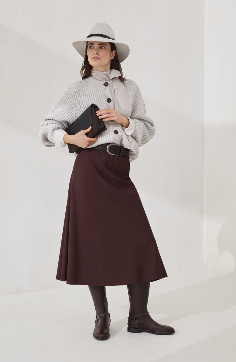 Brunello Cucinelli Cashmere Feather yarn cardigan, Alternate, color, Cool Beige