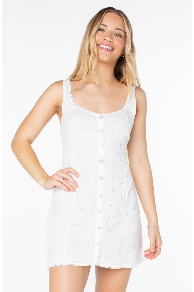 Kaia Eyelet Sleeveless Minidress, Alternate, color, SNOW WHITE SOLID