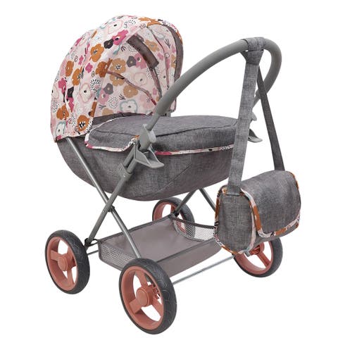 Melange Flora Deluxe Doll Pram Matching Shoulder Bag, 3+