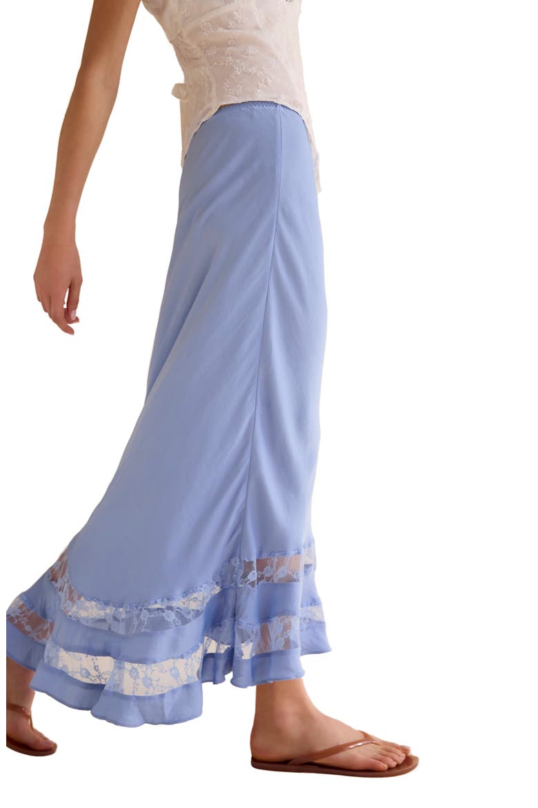 Long Lost Lover Lace Detail Satin Slip Skirt, Alternate, color, CASHMERE BLUE