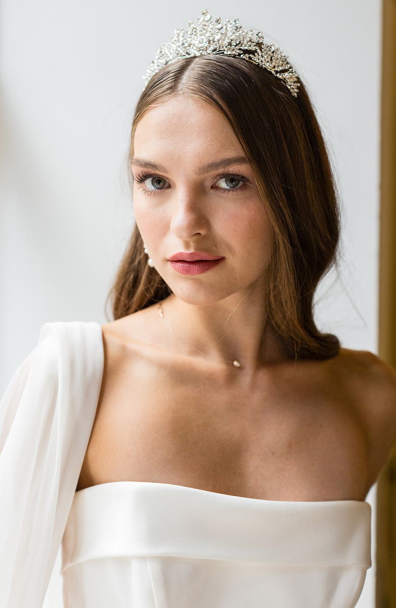 Brides & Hairpins Karissa Crystal Crown, Alternate, color, Silver