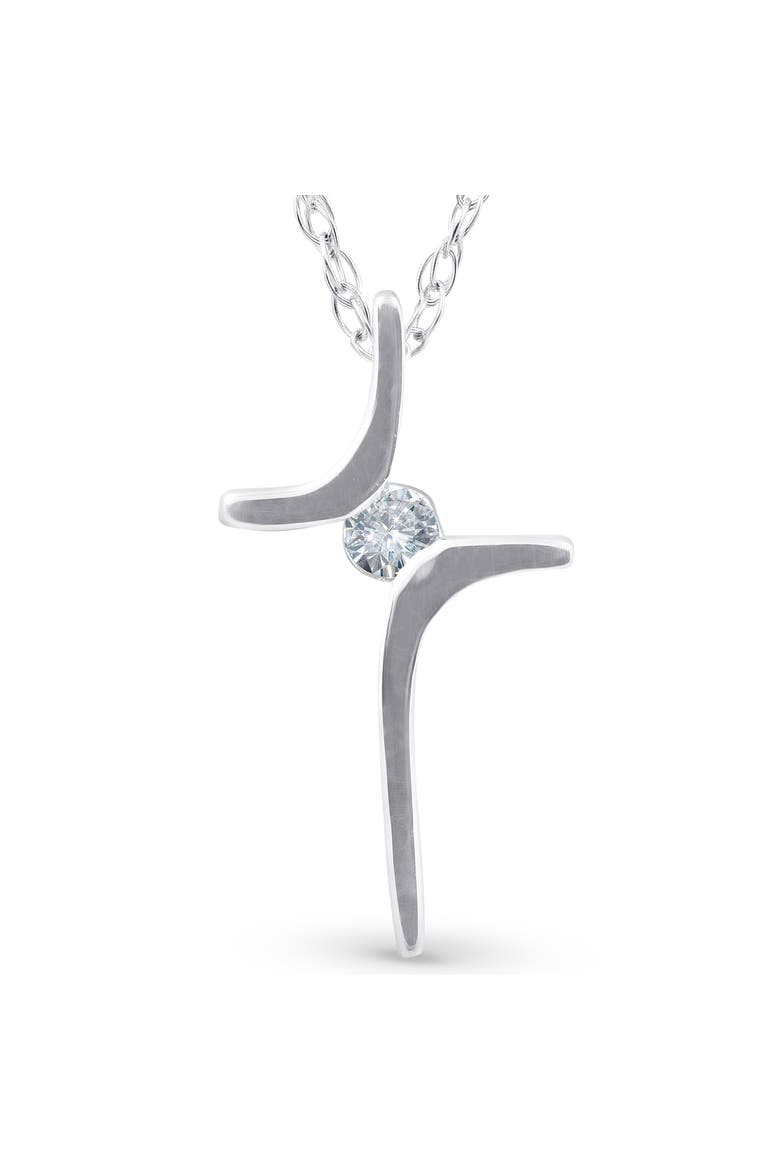 Solitaire Diamond Cross Pendant Round Solitaire 10K Gold, Main, color, 10k White Gold