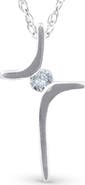 Bliss Diamond Solitaire Diamond Cross Pendant Round Solitaire 10K Gold