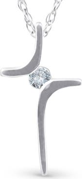 Bliss Diamond Solitaire Diamond Cross Pendant Round Solitaire 10K Gold