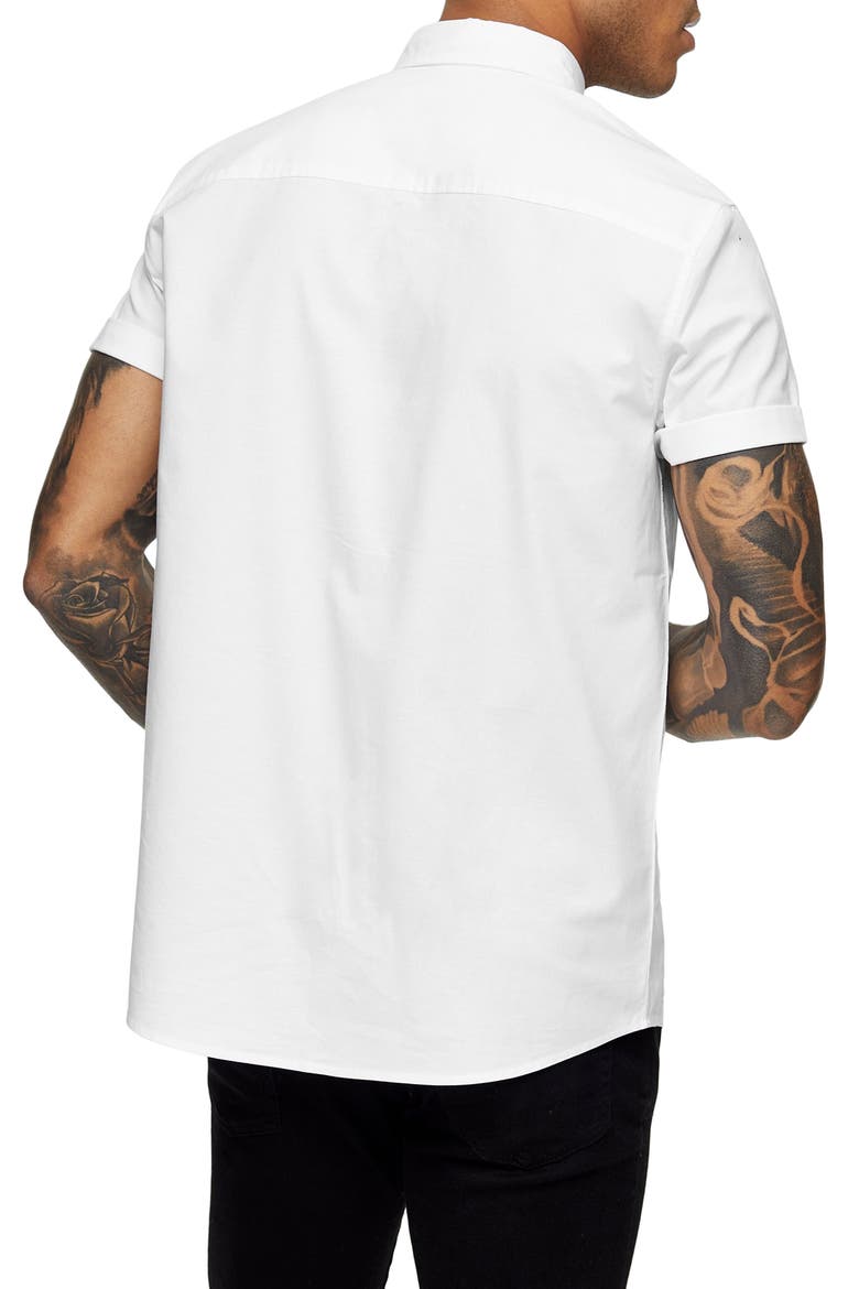 Muscle Fit Short Sleeve Button-Down Oxford Shirt, Alternate, color, WHITE