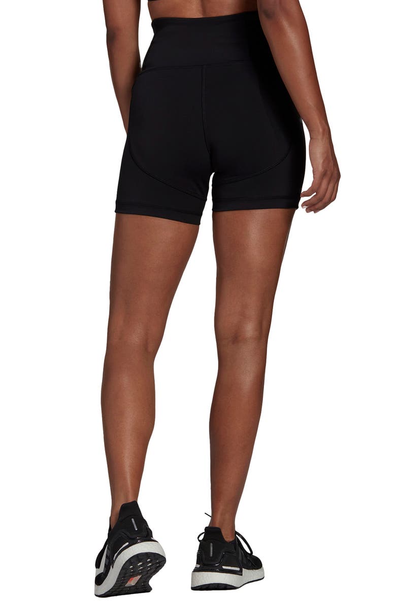 adidas Hyperglam Rib High Waist Training Shorts, Alternate, color, 