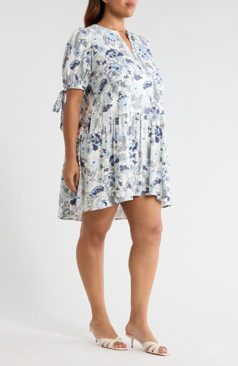 SUGARLIPS Wrenley Floral Print Minidress, Alternate, color, White-Blues