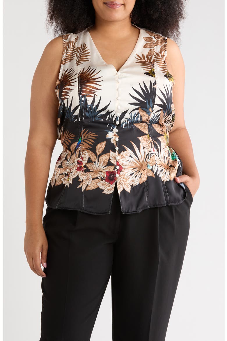 Tropical Print Sleeveless Top, Main, color, JUNGLE BIRD PRINT