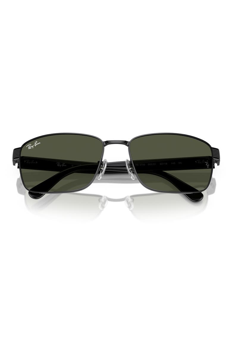 62mm Square Sunglasses, Alternate, color, BLACK