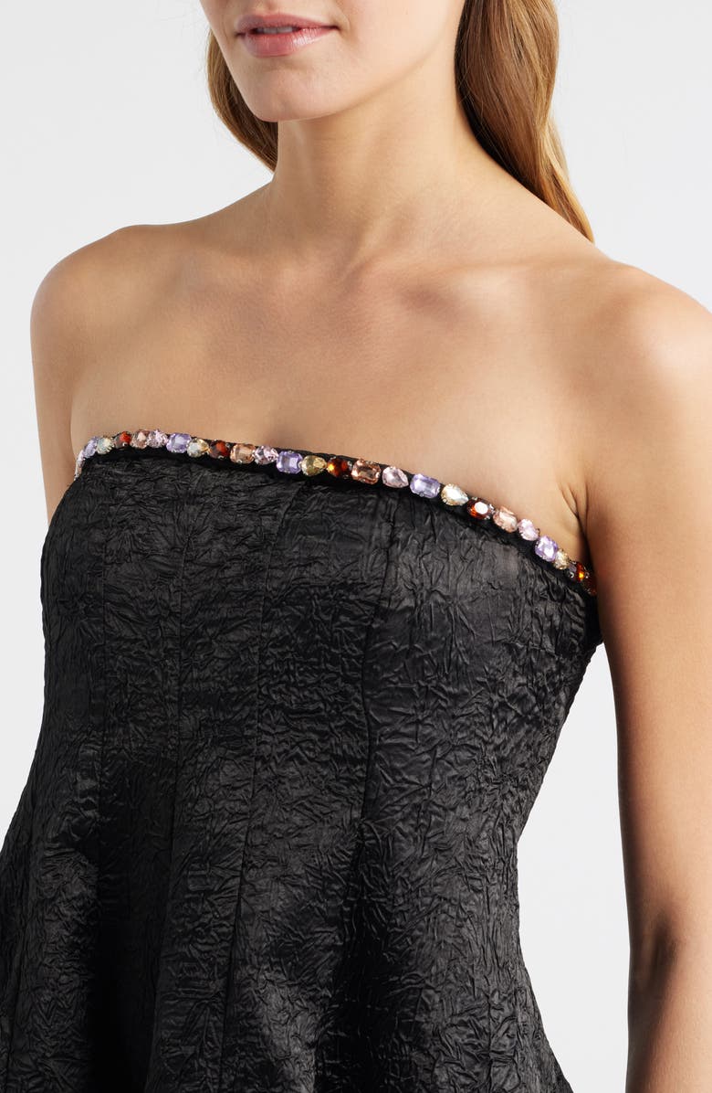 CeCe Jewel Textured Strapless Minidress, Alternate, color, Rich Black