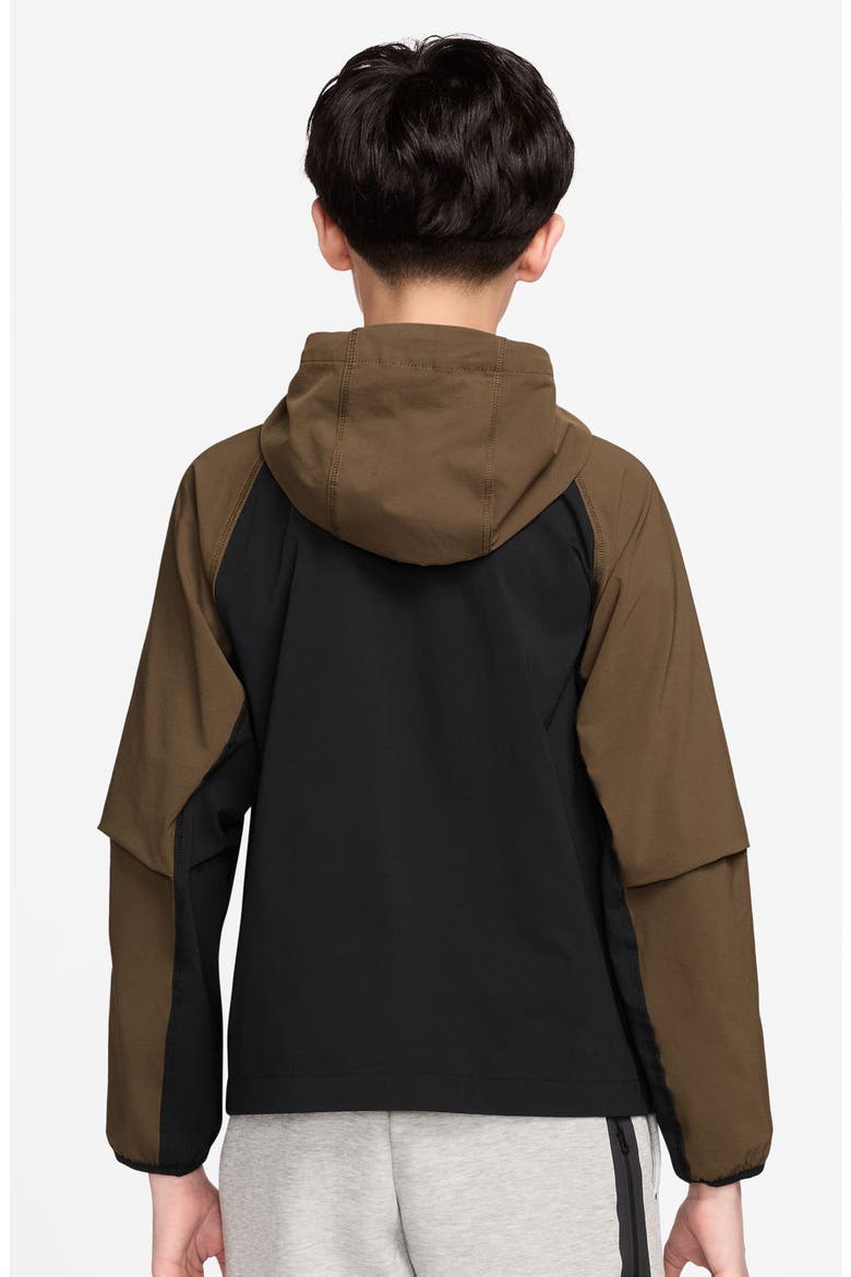 Tech Hooded Performance Zip Jacket, Alternate, color, 014 BLACK/MOSSWOOD BROWN/BLACK
