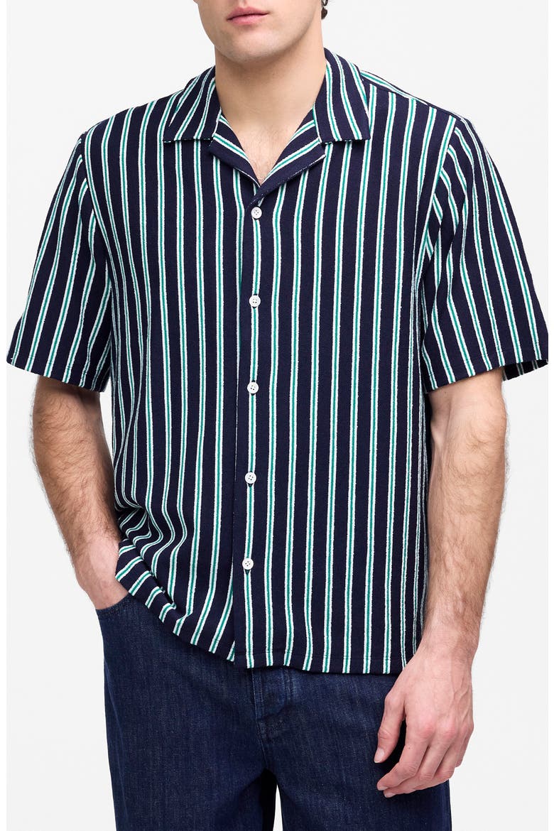 The Textured Knit Camp Shirt, Main, color, JUNIPER BERRY