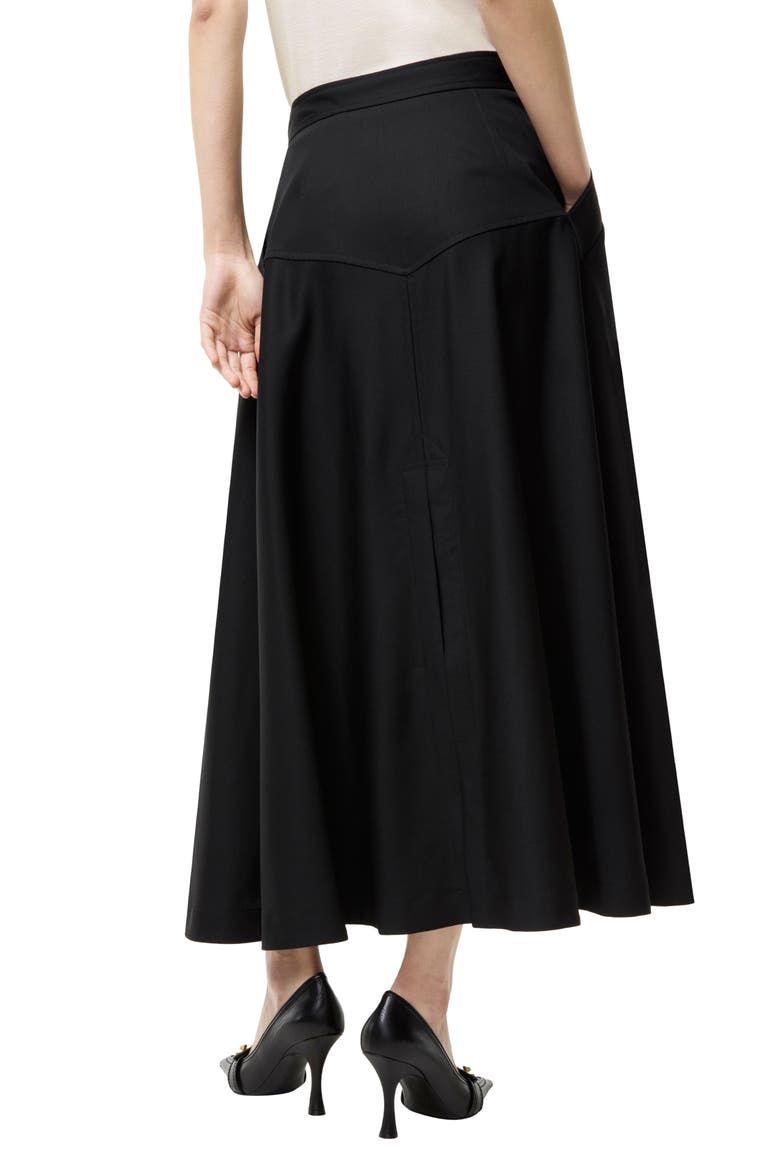 Belina Belted Wool Twill Skirt, Alternate, color, BLACK
