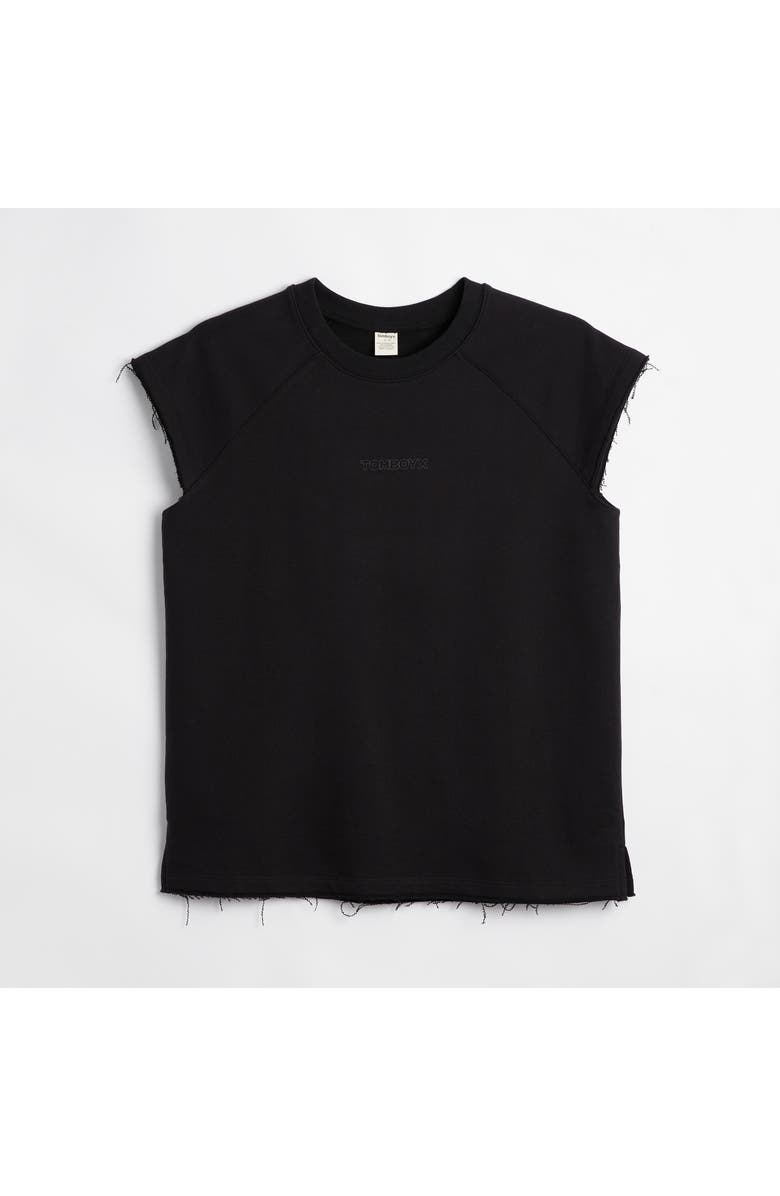 TomboyX French Terry Cut Off Crew, Alternate, color, Black