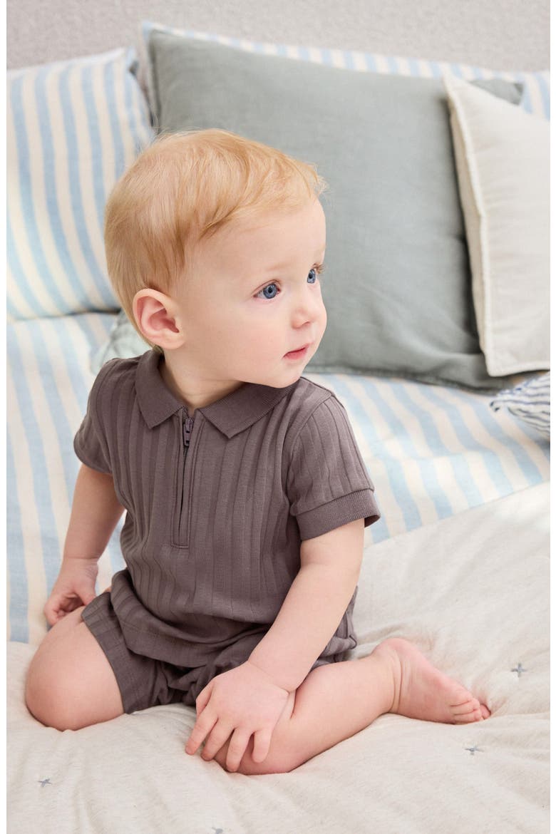 Polo Shirt & Shorts, Alternate, color, BROWN