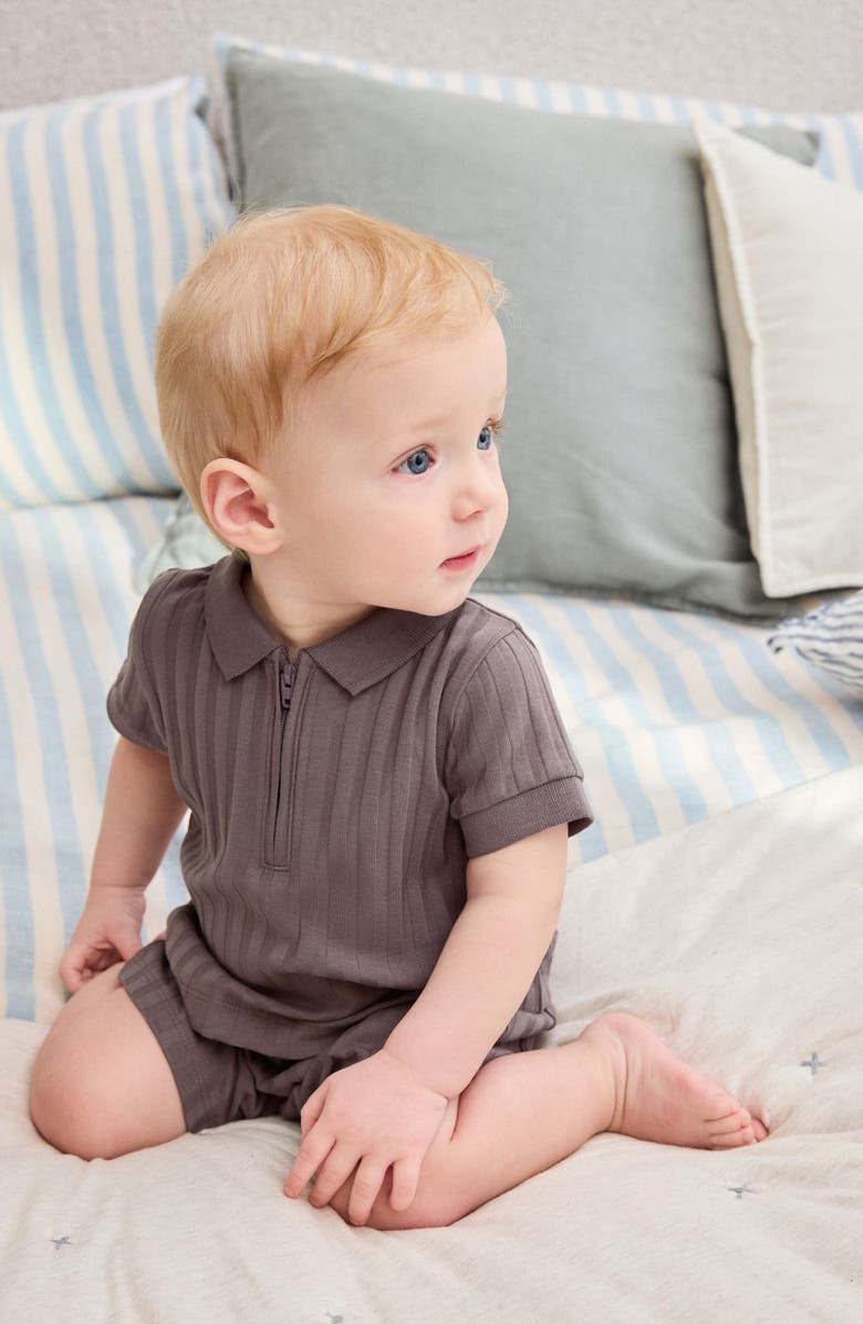 NEXT Polo Shirt & Shorts, Alternate, color, Brown