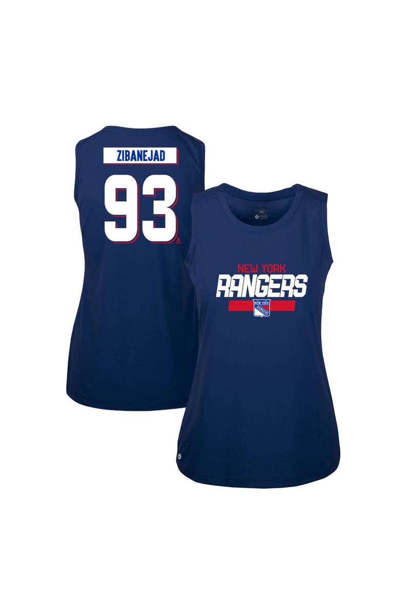 LEVELWEAR Women's Levelwear Mika Zibanejad Blue New York Rangers Macy Player Name & Number Tank Top, Alternate, color,