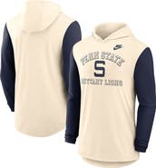 Nike Men's Nike Natural/Navy Penn State Nittany Lions Legacy Color-Block Tri-Blend Performance Long Sleeve Hoodie T-Shirt