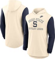 Nike Men's Nike Natural/Navy Penn State Nittany Lions Legacy Color-Block Tri-Blend Performance Long Sleeve Hoodie T-Shirt