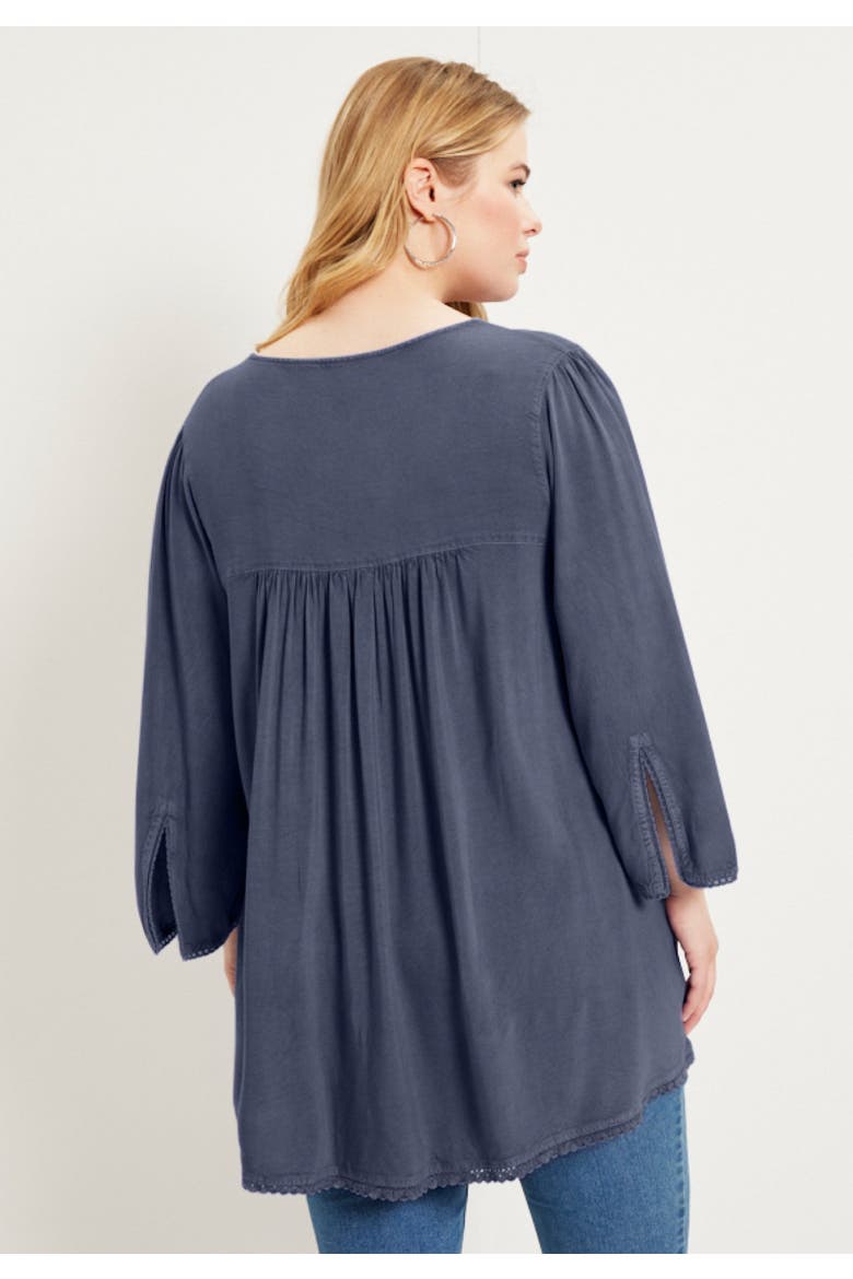 Acid Wash Peasant Blouse, Alternate, color, SOFT CAMEL