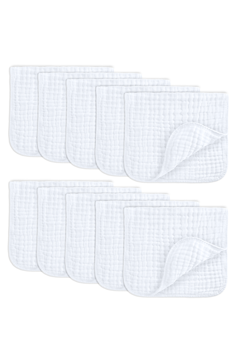 Muslin Burp Cloths - Pack of 10