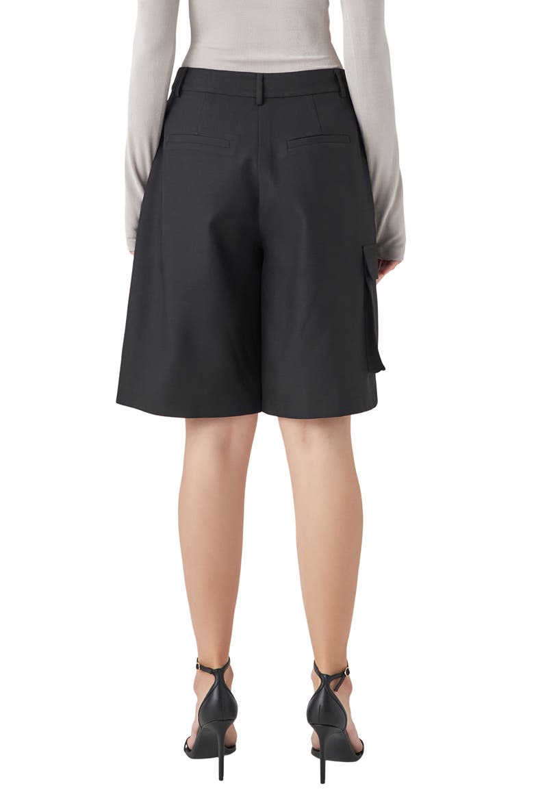 High Waist Wide Leg Cargo Shorts, Alternate, color, BLACK