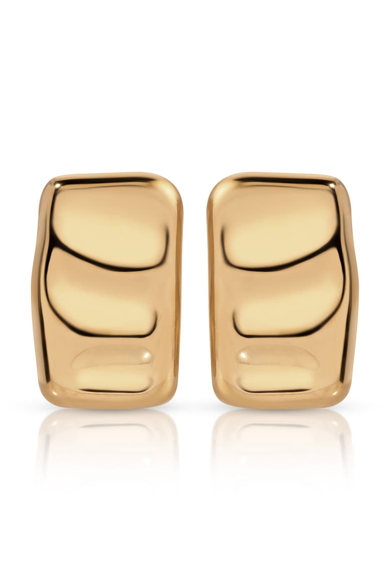Molten Edge Stud Earrings, Alternate, color, GOLD
