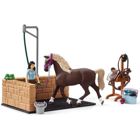 Horse Club Washing Area with Emily and Luna, 19 Piece Playset, Kids