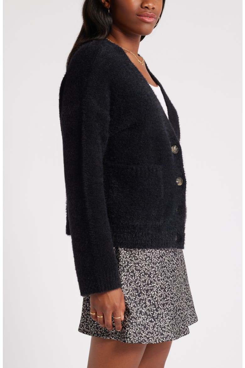Fuzzy Cardigan, Alternate, color, BLACK