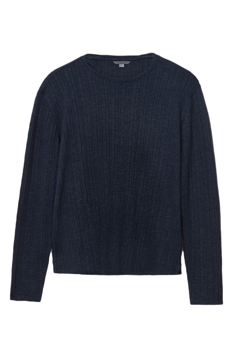 John Varvatos Fern Feeder Stripe Rib Long Sleeve T-Shirt, Alternate, color, Navy