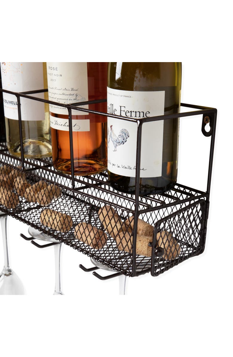 true Wall Mounted Wire Wine Shelf and Cork Cage, Alternate, color, Brown