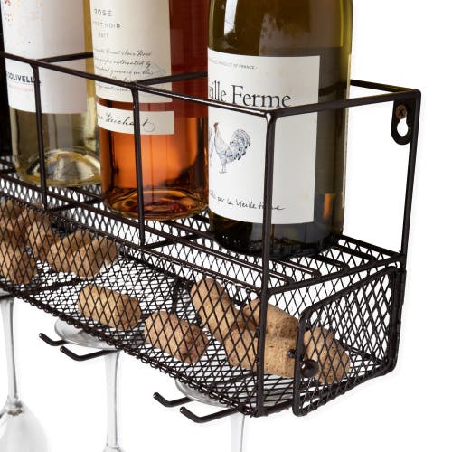 True Wall Mounted Wire Wine Shelf And Cork Cage In Brown
