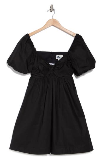 The Good Journey Bubble Sleeve Babydoll Minidress In Black